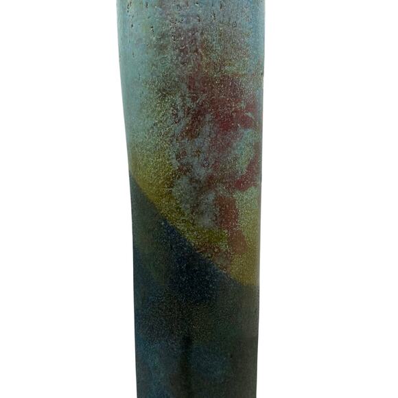 Ann Wallin 12”
Tall Cylindrical Raku Pottery Wall Pocket Vase Signed 12x3 - Picture 2 of 9